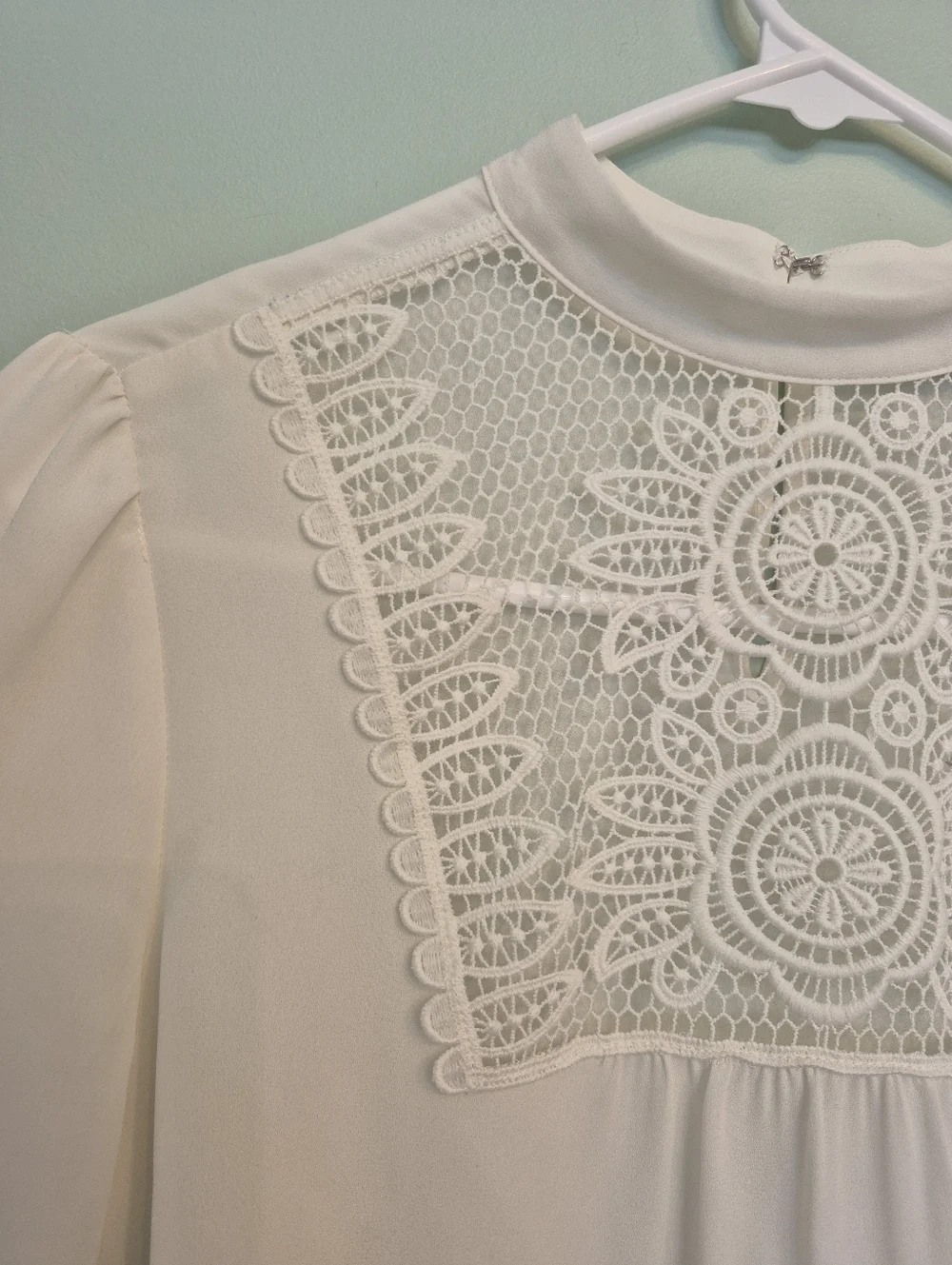 Express Women's Feminine Boho Coastal Cowgirl White Lace Blouse Size XS/S - Picture 3 of 7